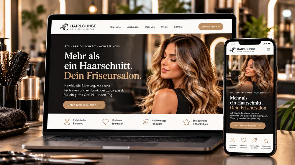 Beispielseite eines Friseursalons