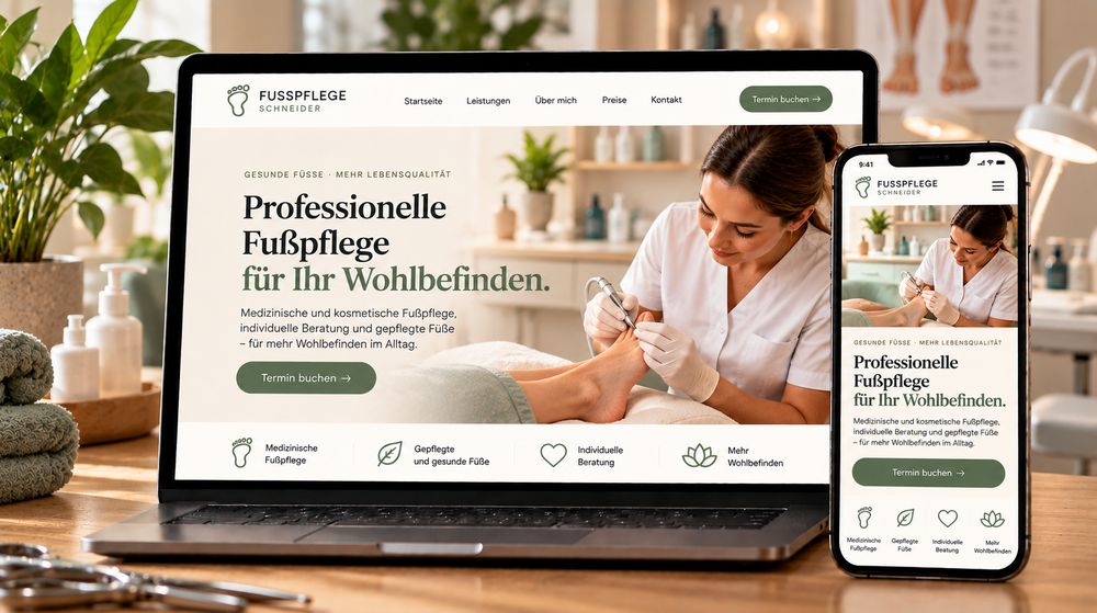 Beispielseite einer Fußpflege-Praxis
